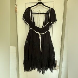 Maeve Black Mini Dress with White Accents